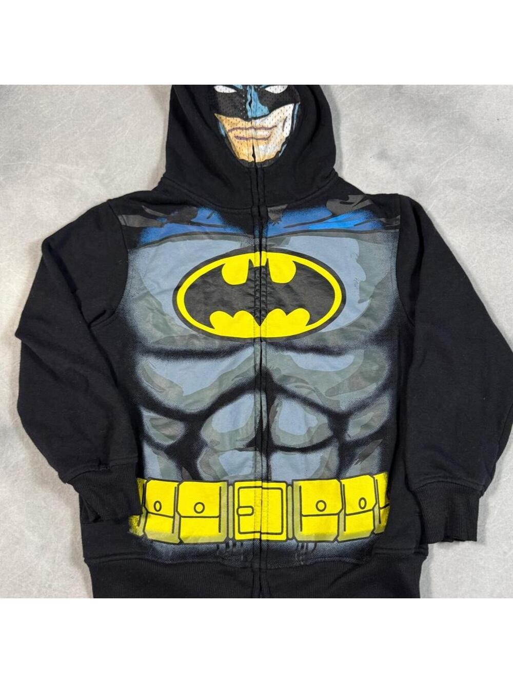 DC Comics Batman Boys Size 8 Costume Full Zip Hoodie Mask bat Ears Superhero